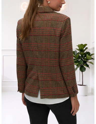Blazer Tartan Donna Camel Rosso e Nero | Vero Moda