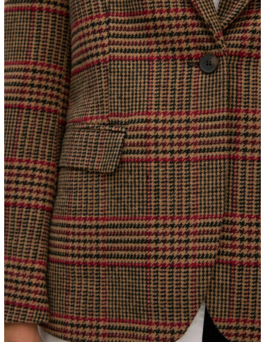 Blazer Tartan Donna Camel Rosso e Nero | Vero Moda