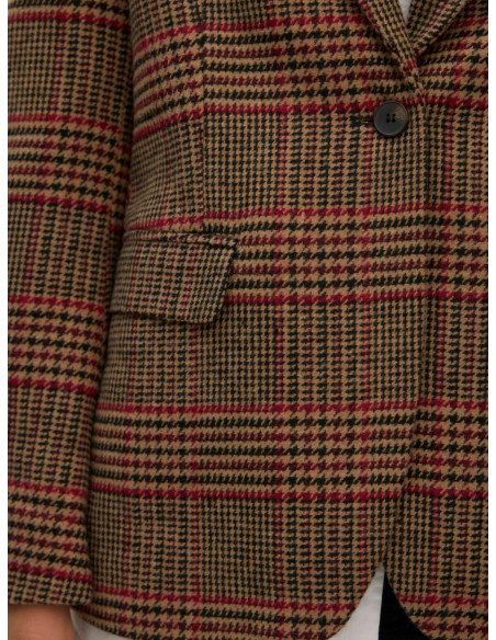 Blazer Tartan Donna Camel Rosso e Nero | Vero Moda