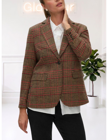 Blazer Tartan Donna Camel Rosso e Nero | Vero Moda