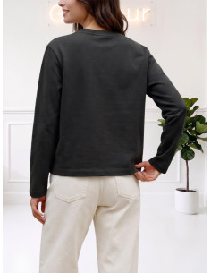 T-Shirt Oversize a Manica Lunga Nera - Vero Moda