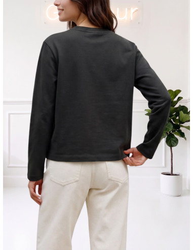 T-Shirt Oversize Manica Lunga Nera Donna | Vero Moda