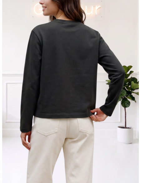 T-Shirt Oversize Manica Lunga Nera Donna | Vero Moda