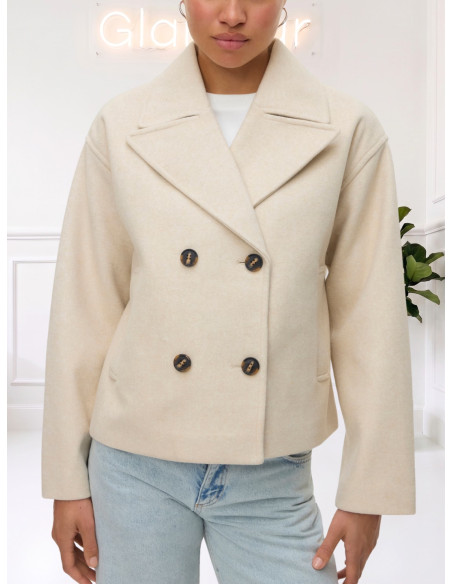 Cappotto Corto Doppiopetto Panna Donna | Vero Moda