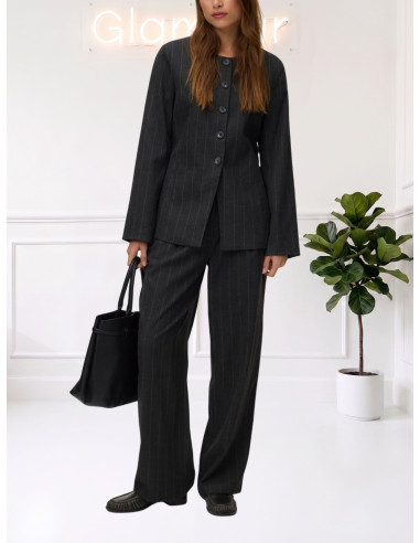 Pantalone Wide Leg Gessato Grigio Donna | Vero Moda