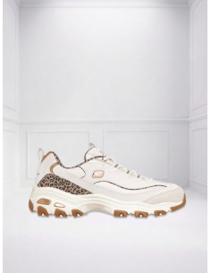 Sneakers D'Lites Wild Charm Bianche Animalier | Skechers