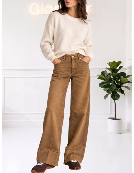 Jeans gamba dritta con piega CAMEL