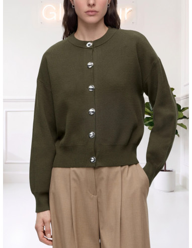 Cardigan militare bottoni accessorio argento 10347061