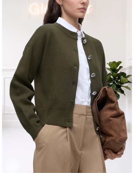 Cardigan militare bottoni accessorio argento 10347061