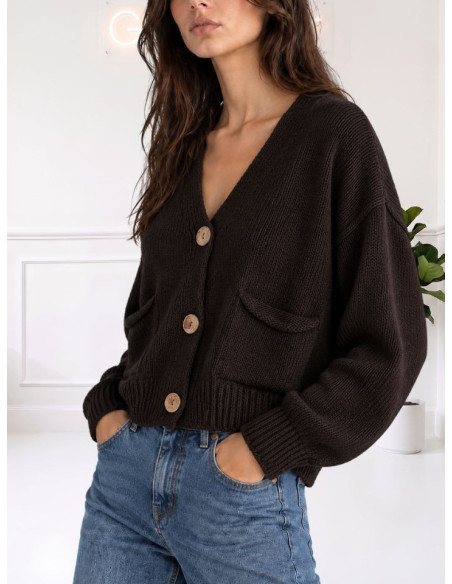 Cardigan bottoni legno MORO 535310624