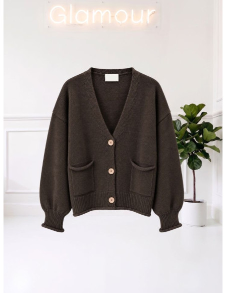 Cardigan bottoni legno MORO 535310624