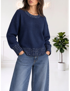 Maglioncino paillettes collo BLU 535310644