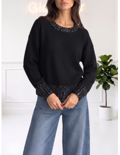 Maglioncino paillettes collo NERO 535310644