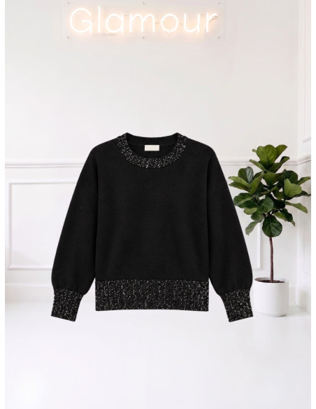 Maglioncino paillettes collo NERO 535310644