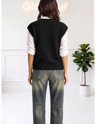 Gilet scollo a V NERO 535310681