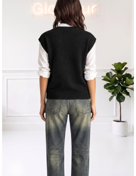 Gilet scollo a V NERO 535310681