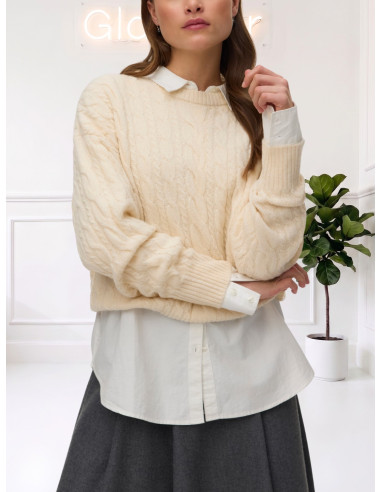 Maglioncino trecce PANNA 10348376