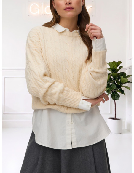 Maglioncino trecce PANNA 10348376