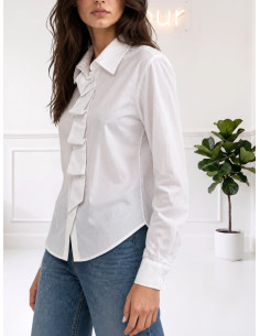 Camicia con pieghe BIANCO
