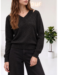 Maglia scollo V taglio NERO 535310654