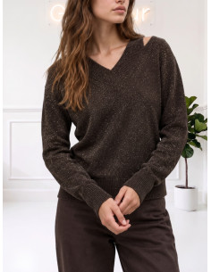 Maglia scollo V taglio MORO 535310654