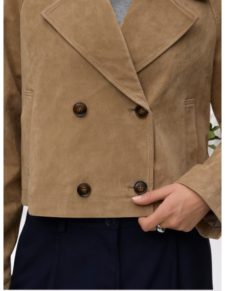 Giacca Corta Doppiopetto Suede Sabbia | Vero Moda