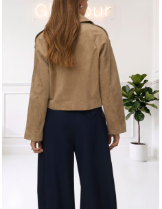 Giacca Corta Doppiopetto in Suede Sabbia - Vero Moda