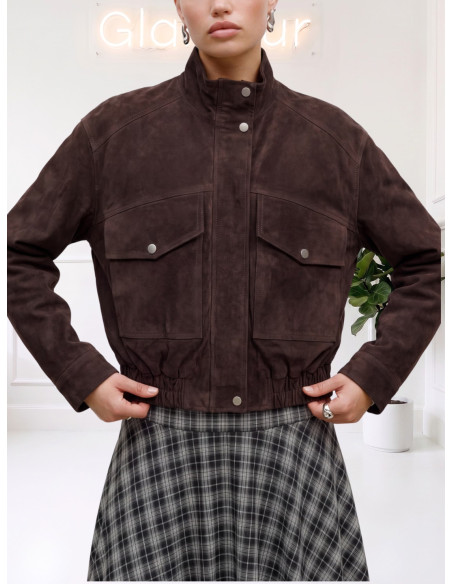 Bomber Corto Suede Moro Donna | Vero Moda