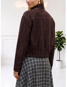 Bomber Corto in Suede Moro con Tasche - Vero Moda