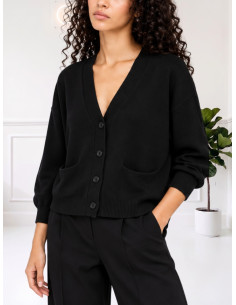 Cardigan tasche NERO