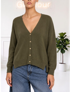 Cardigan bottoncini oro MILITARE