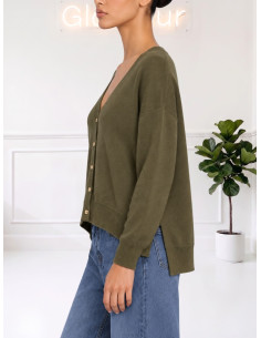 Cardigan bottoncini oro MILITARE