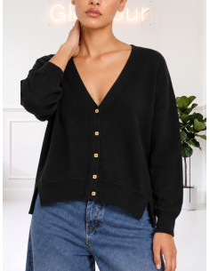 Cardigan bottoncini oro NERO