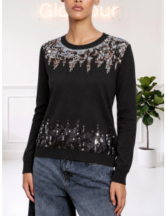 Maglia paillettes bicolor