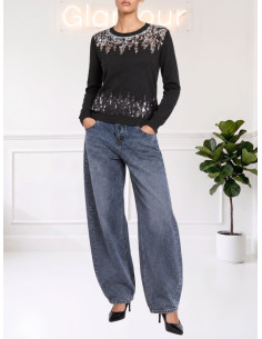 Maglia paillettes bicolor