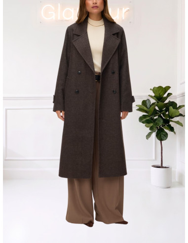 Cappotto Lungo Doppiopetto Spigato Moro | Vero Moda