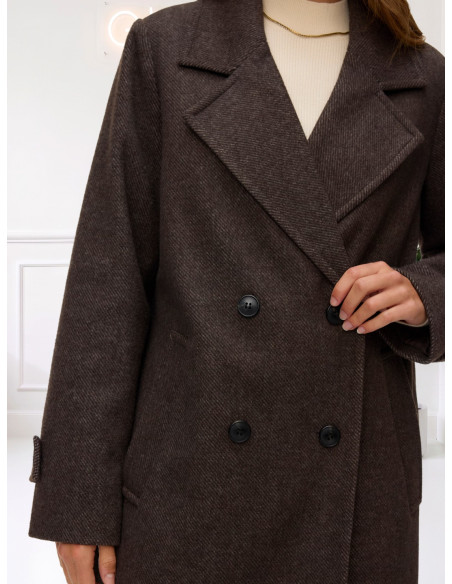 Cappotto Lungo Doppiopetto Spigato Moro | Vero Moda