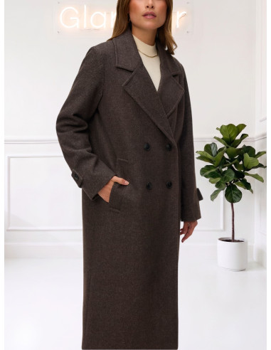 Cappotto Lungo Doppiopetto Spigato Moro | Vero Moda