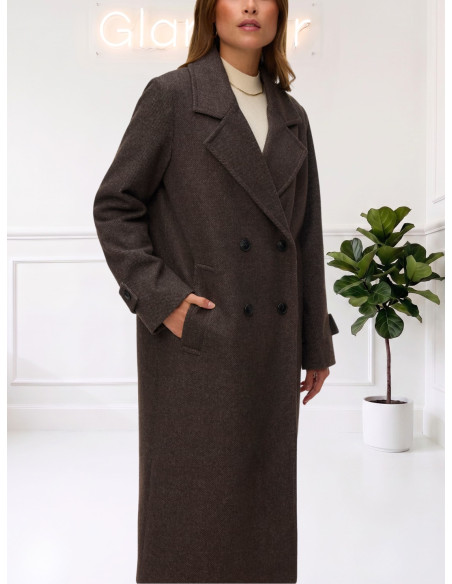 Cappotto Lungo Doppiopetto Spigato Moro | Vero Moda