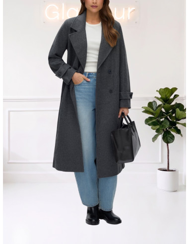 Cappotto Lungo Doppiopetto Spigato Grigio | Vero Moda