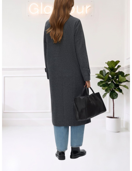 Cappotto Lungo Doppiopetto Spigato Grigio | Vero Moda