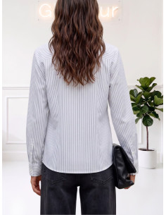 Camicia Sfiancata a Righe Bianca e Nera - Vero Moda