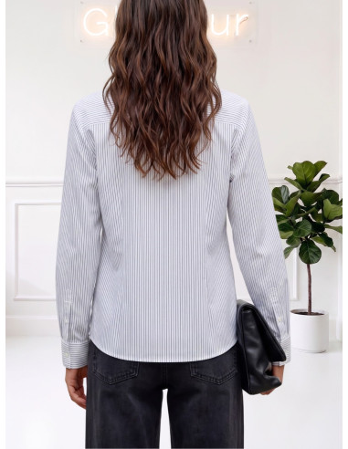Camicia Sfiancata a Righe Bianca e Nera | Vero Moda