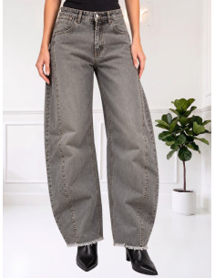 Jeans barrel grigio