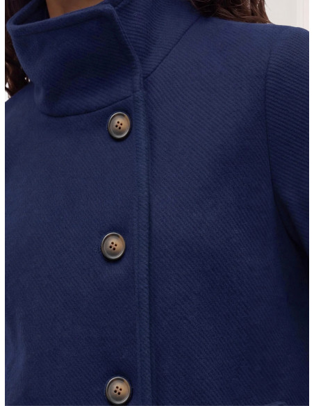 Cappotto Corto Spigato Blu con Collo Alto | Vero Moda