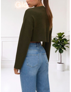 Maglioncino Crop Verde Militare a Maniche Lunghe - Vero Moda