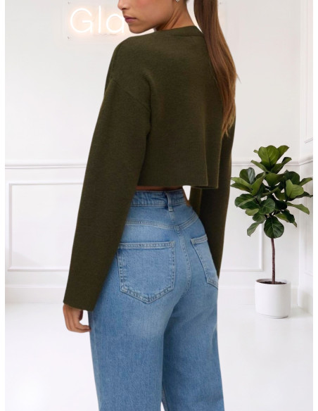 Maglioncino Crop Verde Militare Donna | Vero Moda