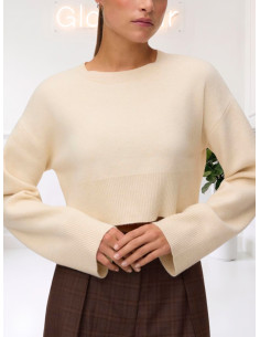 Maglioncino Crop Panna Girocollo Donna | Vero Moda