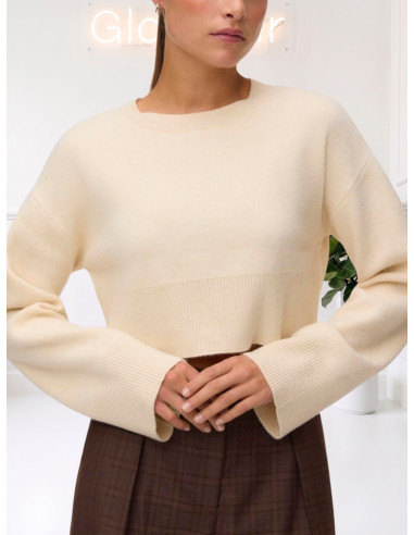 Maglioncino Crop Panna Girocollo Donna | Vero Moda