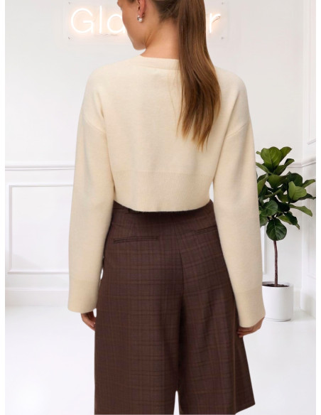 Maglioncino Crop Panna Girocollo Donna | Vero Moda